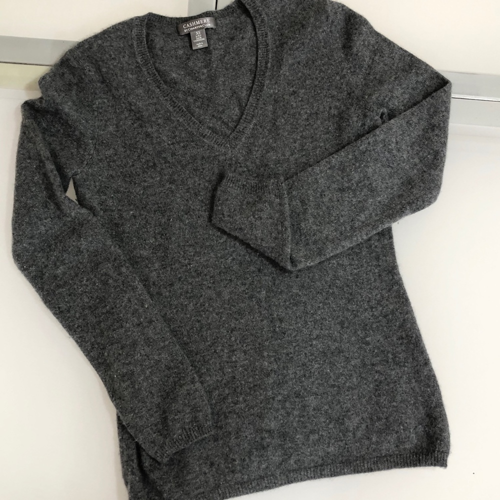 Cashmere V Neck 2 Ply Sweater Charter Club